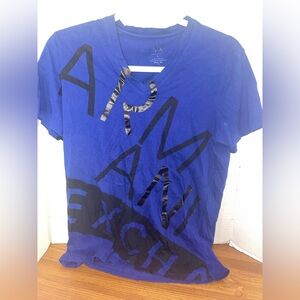 Armani Exchange Blue Short Sleeve T-shirt Full Front and Back Print Ladies Small